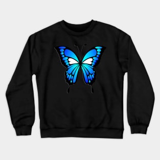 Butterfly Lover Art Blue & Black with White Hearts Gift of Butterflies Crewneck Sweatshirt